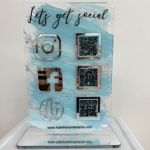 LUXE SOCIAL MEDIA SIGN -TRIPLE ICON & QR CODE SIGN